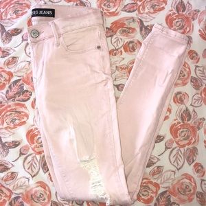 Express light pink mid rise jeans